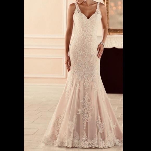 Stella York Champagne Blush Lace Wedding Dress - Picture 2 of 6